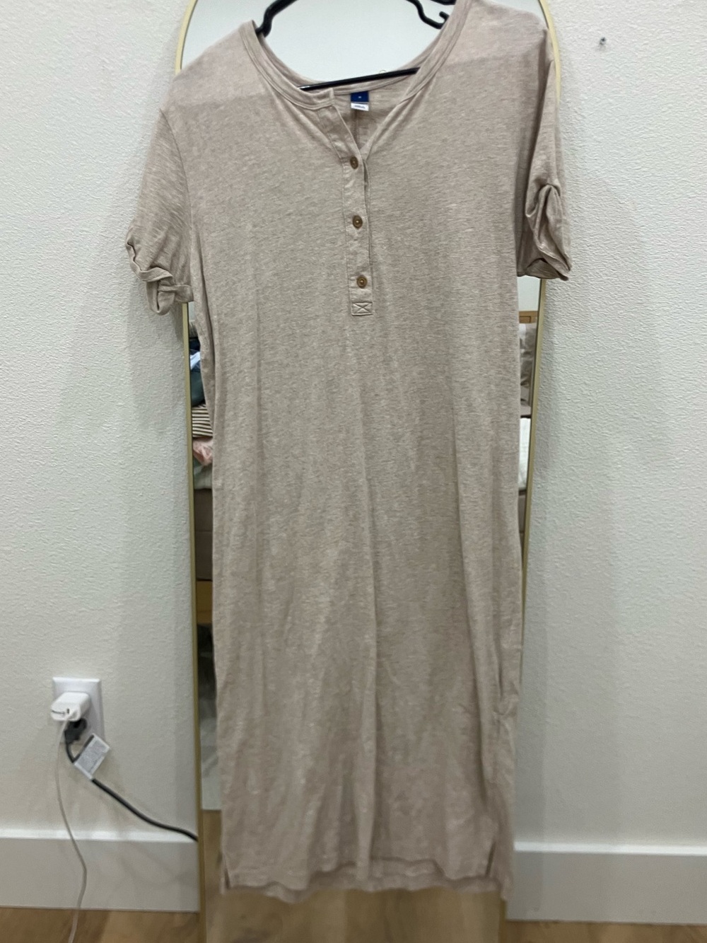 Old Navy Beige Henley Midi Dress